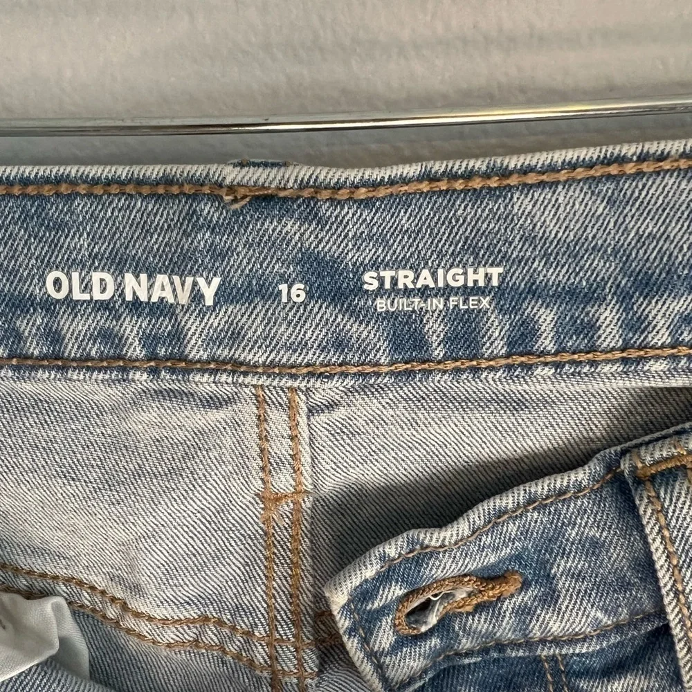 Old Navy Girls Sz 16 Blue Jeans Straight Ankle Built in Flex Adjustable Waist